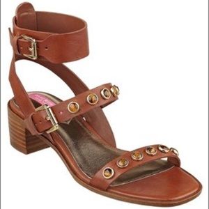 Isaac Mizrahi Brown Leather Studded Sandal